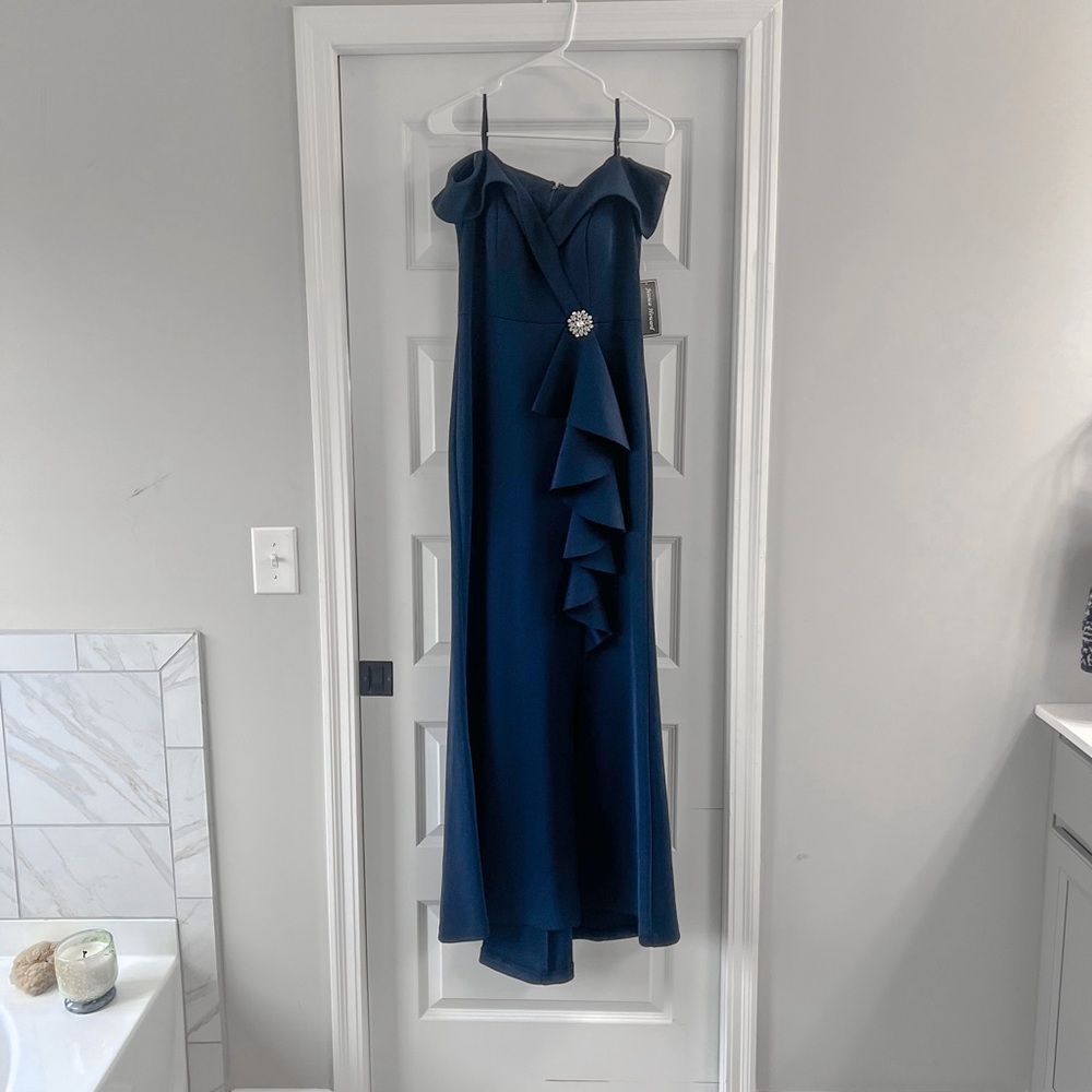 Navy blue floor length gown